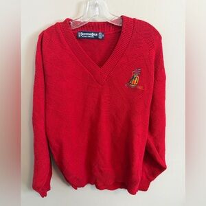 Vintage Scotish Isles golf V neck textured sweater hand framed cotton M